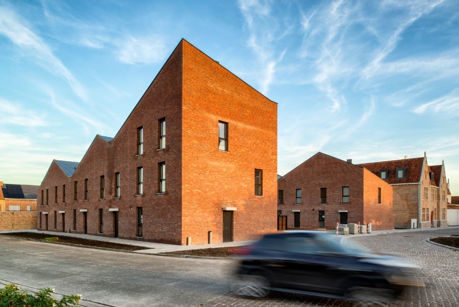 Completed contemporary residential project in brick architecture