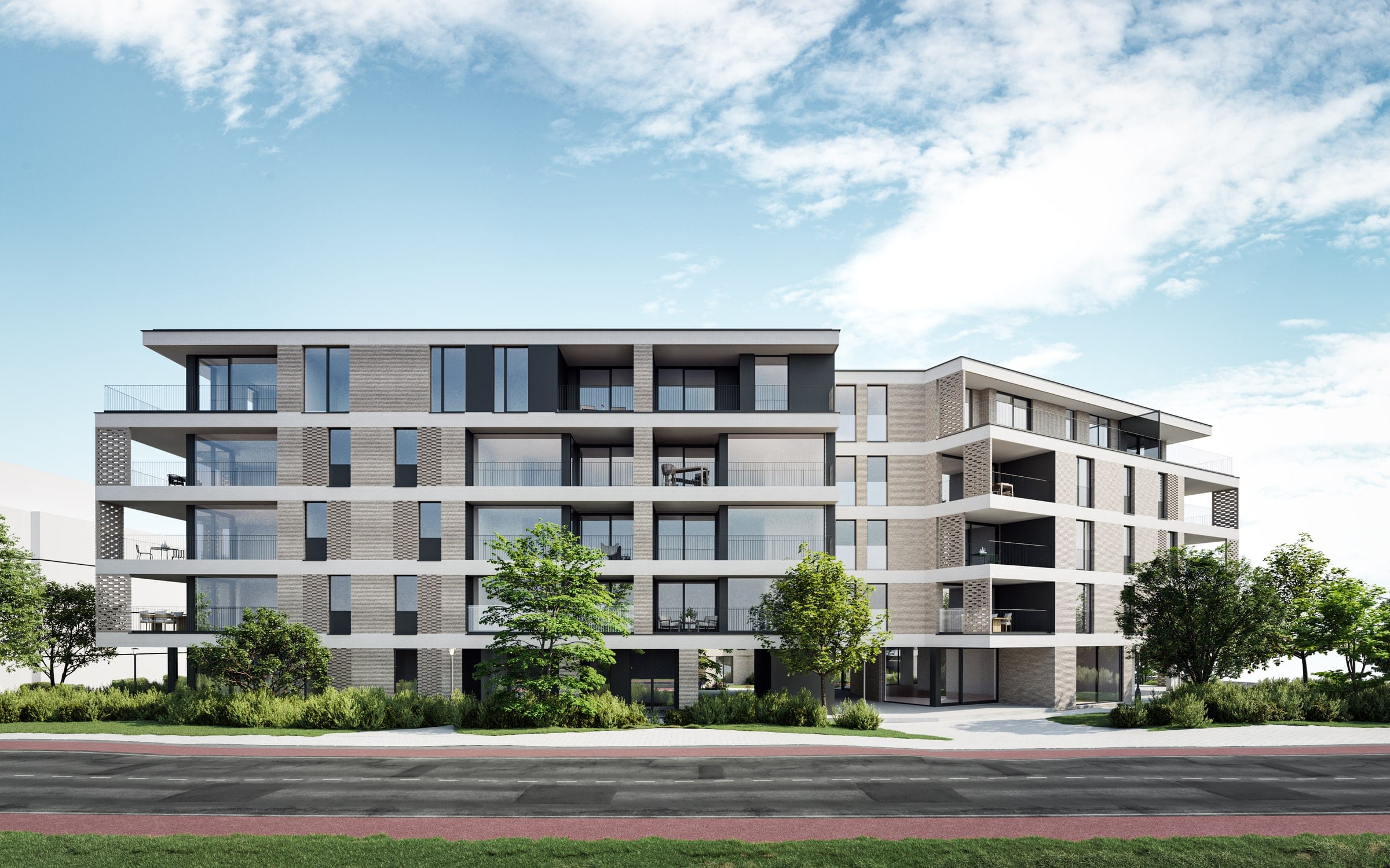 Waterside, het volume van Waterfront met zicht op de Damse Vaart