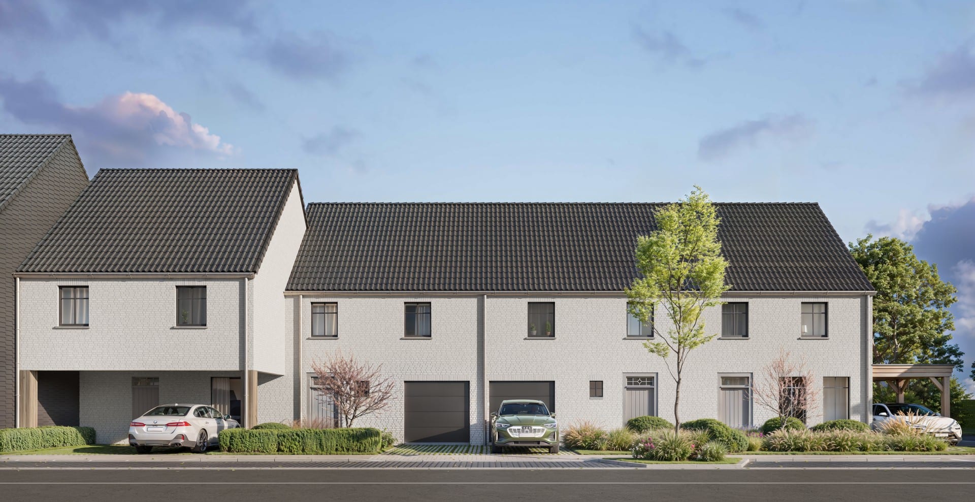 Modern center houses on Weggevoerdenlaan in Maldegem
